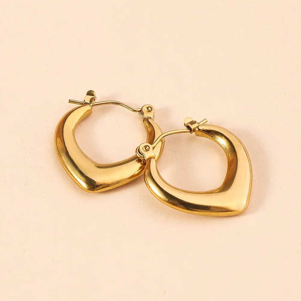 French Heart-shaped Stainless Steel Earrings Non Fading Womens Gold Color Metal Earrings Jewelry Accessories G251216