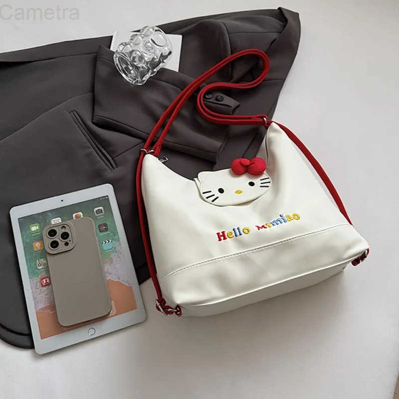 Sanrio New Y2K Mimi Hello Kitty Handbag Zipper Backpack - Trendy Embroided Design Womens Fashion Purse and School Bag for Daily Use H251216