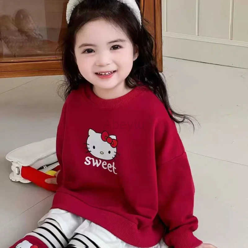 Sanrio Hello Kitty Girl Sets Kuromi Autumn Kids Kawaii Sweatshirts Pullover Leggings Pants 2Pcs Suit Children Student Clothes H251216