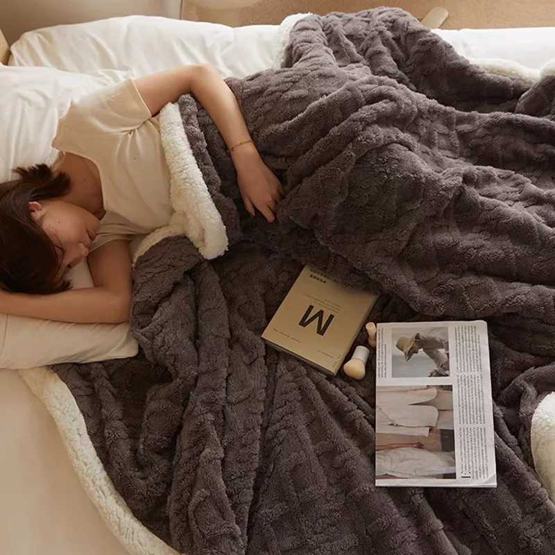 Lamb Wool Thick Winter Blanket Double Side Microfiber Flannel Throw Blanket for Bed Comfortable Super Soft Warm Comforter Double H251216 - view 3