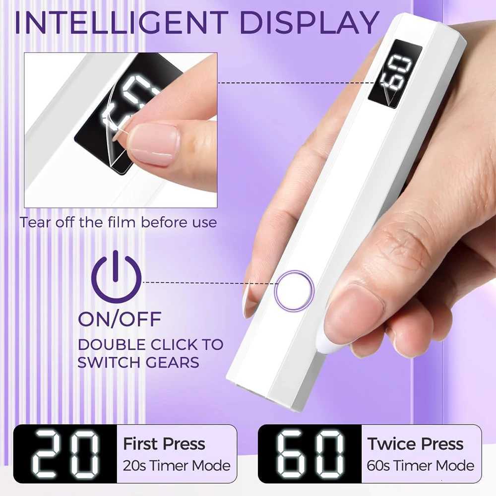 Portable Nail Lamp Handheld Mini Timing Display Family Quick Dry Flashlight Pen Chargeable Nail Dryer Machine Uv Led Nail LampT251216