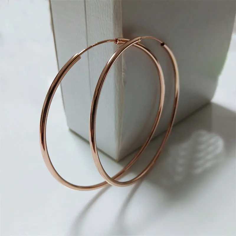 Senlissi -Rose Gold Hoop Earrings For Women 925 Sterling Silver Fashion Earring C K Rings Real gold G251216
