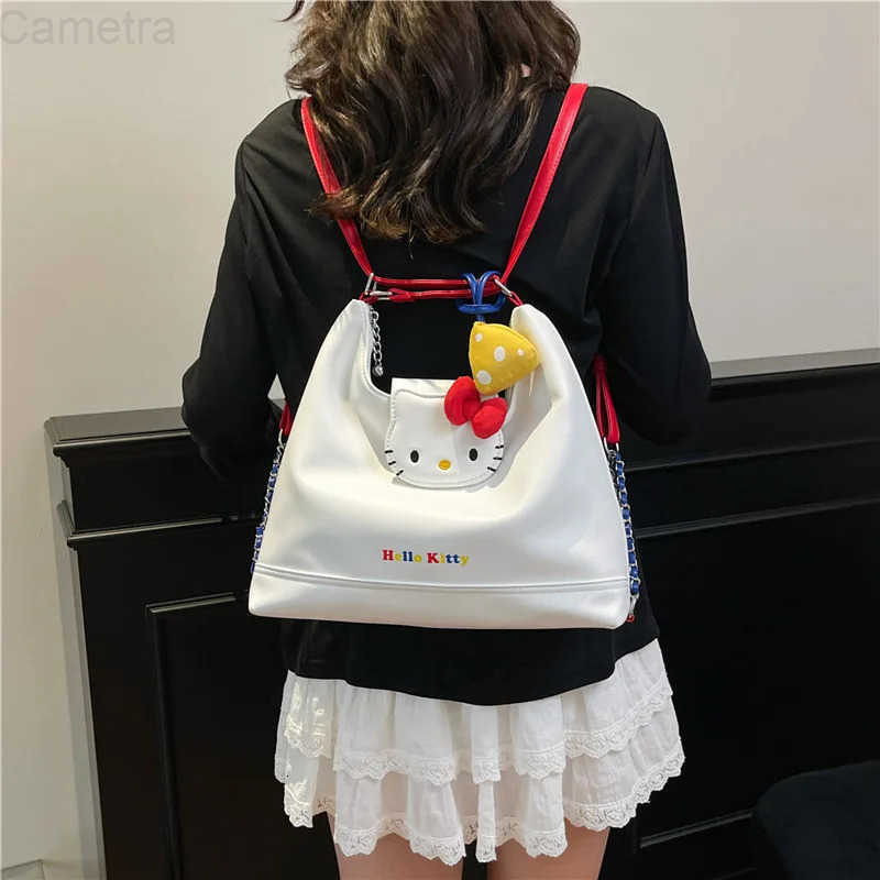 Sanrio Hello Kitty New Womens Backpack Multifunctional Cartoon Womens Shoulder Bag Large Capacity Fashion Trend Tote Bag Gift H251216