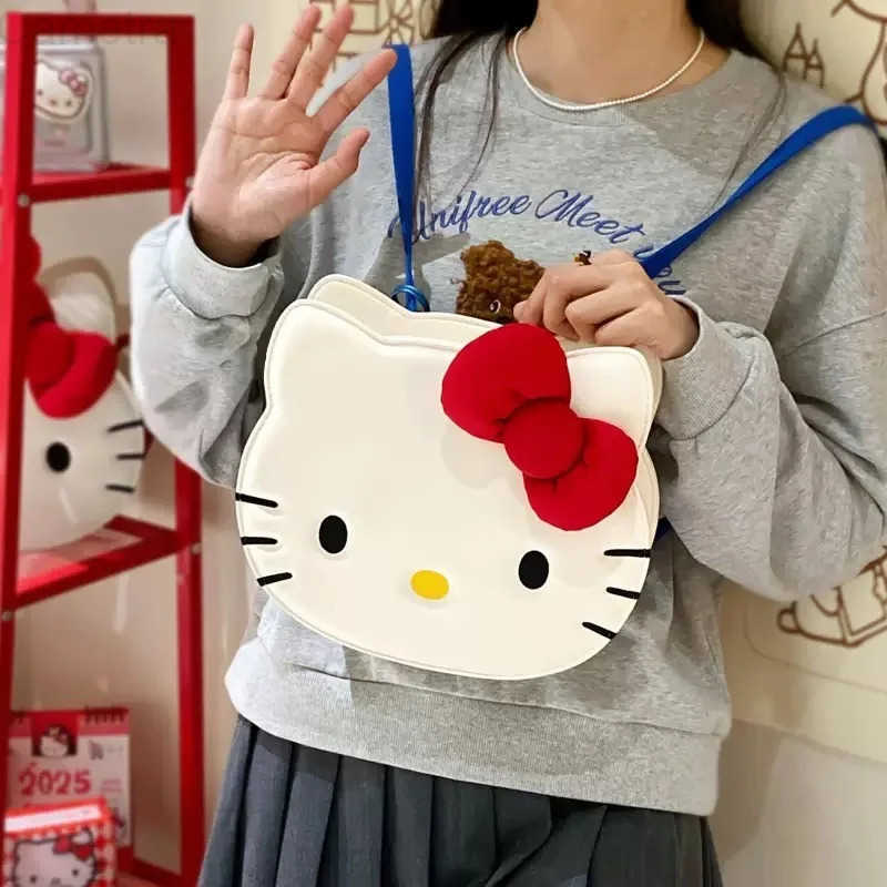 Sanrio anime character Hello Kitty Large capacity Backpack Shoulder bag Kawaii Student portable school bag Cosmetic storage bag Gift H251216