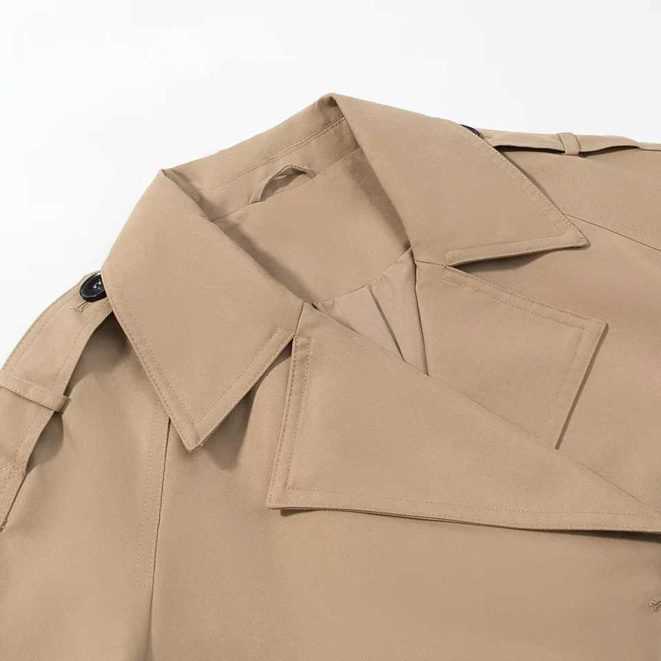 2025 autumn new womens casual fashion temperament double-breasted button lapel long-sleeved short windbreaker jacketT251216