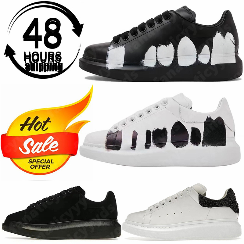 Designer Luxury Men Women Platform Graffiti Black White Leather Velvet Beads Crystal Sneakers Chaussures Mens Sneakers With Box