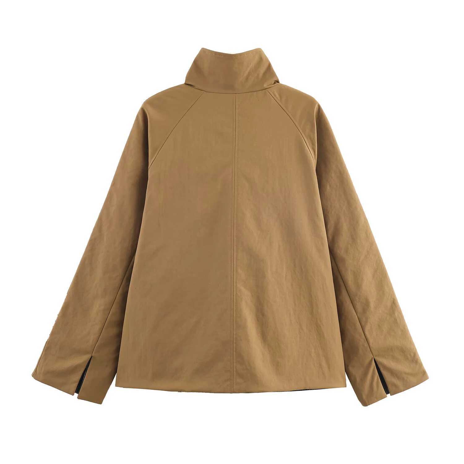 European and American style autumn new product womens versatile high neck short style double-sided windbreaker jacketT251216