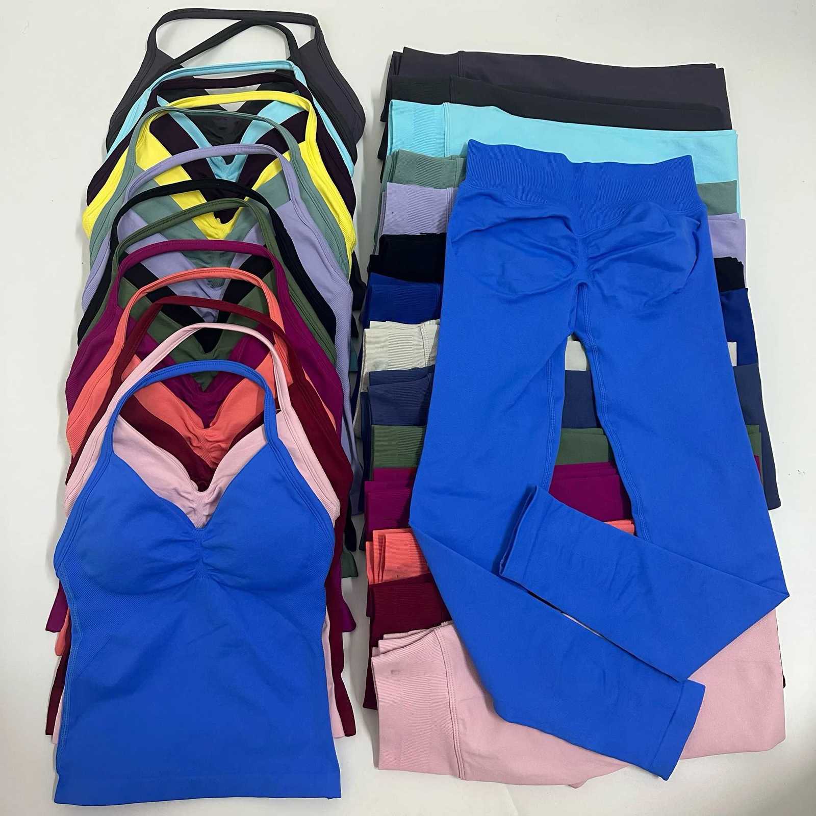 No Leggings Set Women Seamless Yoga Set Fitness Clothing Scrunch Bum Gym Legging Padded Tank Top Workout Outfits SportswearXJ251216