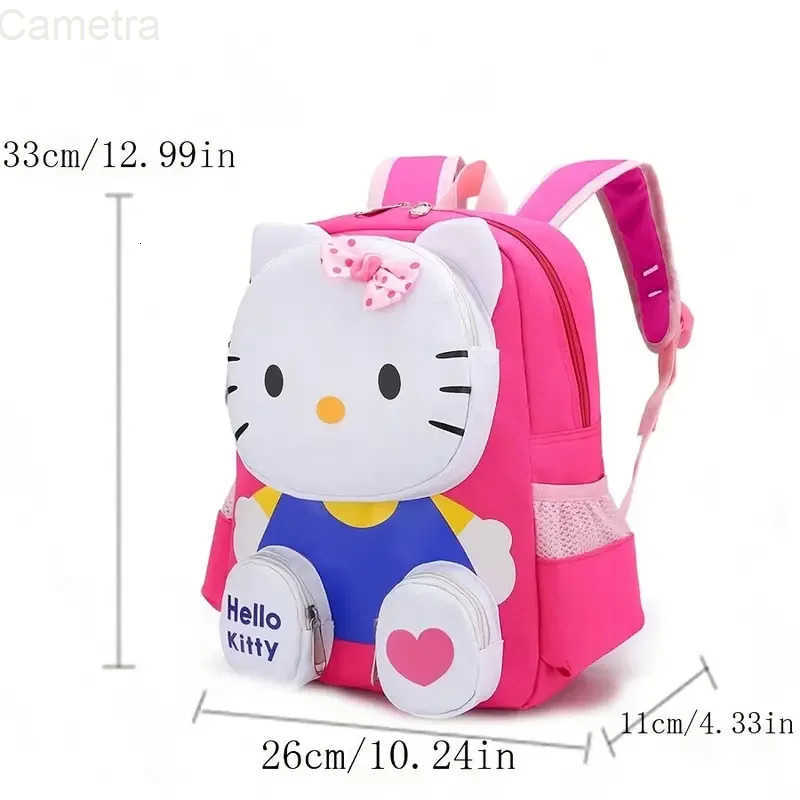 Sanrio Hello Kitty Backpack Kawaii Stylish School Bag Womens Colorblock Rucksack Large Capacity Foldable Outdoors Daypack H251216