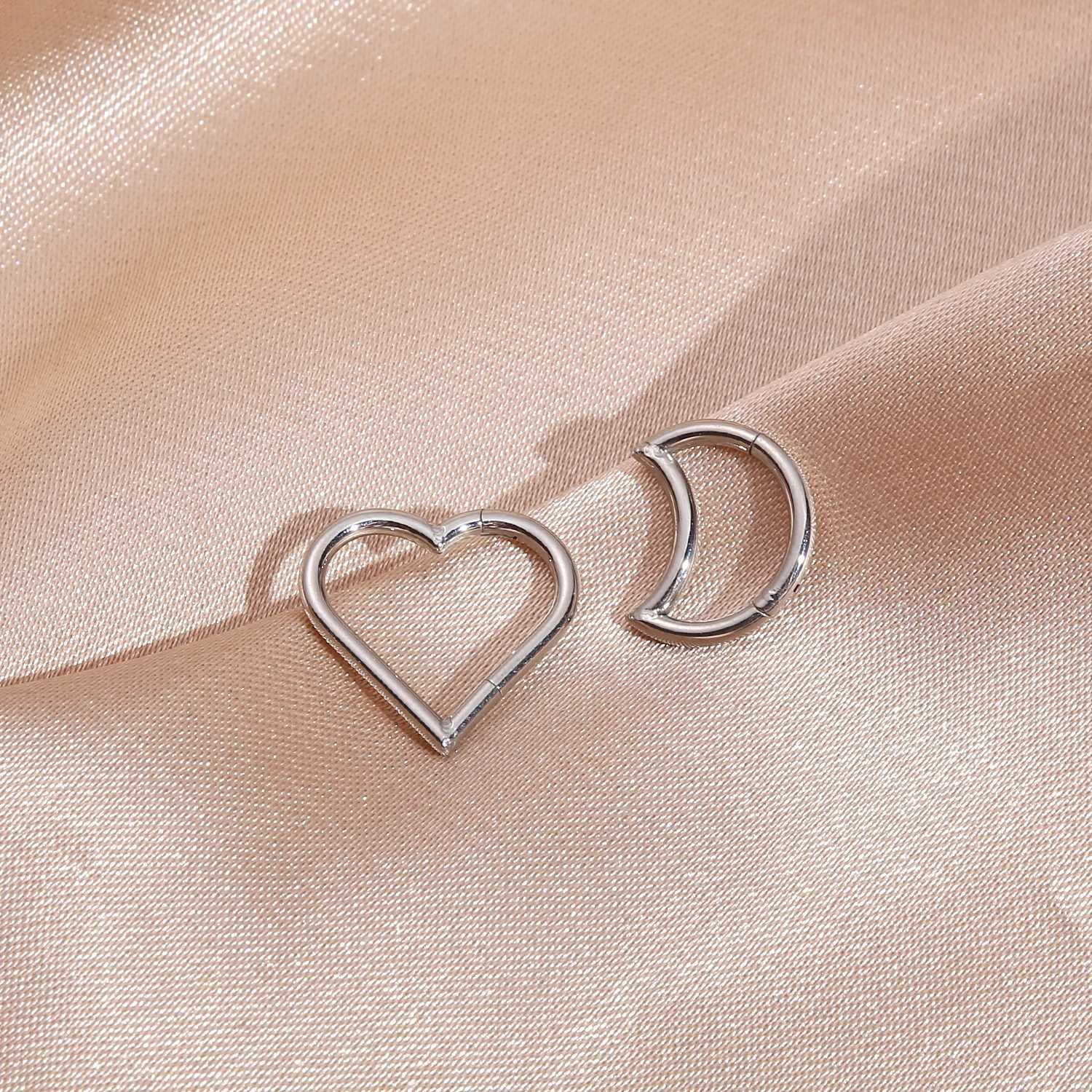 Heart Daith Piercing Jewelry Hypoallergenic Stainless Steel Clicker Hoop Rook Cartilage Helix Earrings Nose Ring 16G G251216