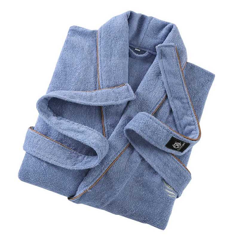 Star Hotel Women 100 Cotton Towel Bathrobe Winter Warm Kimono Bath Robes Bride Long Terry Dressing Gown Men Sleepwear C251216