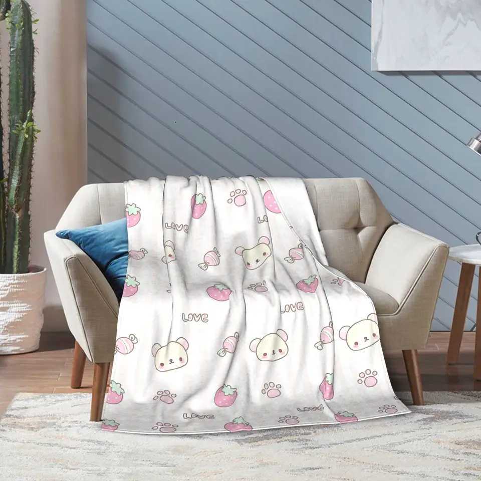 Rilakkuma Candy Strawberry Korilakkuma Blanket Plush Funny Warm Throw Blankets for Bedding Lounge Winter H251216 - view 6
