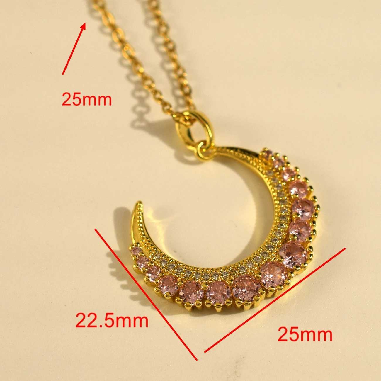 Womens Pendant Curved Moon Spot Diamond Multicolor Personalized Design Necklace M251216