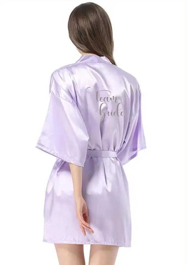 new bride bridesmaid robe with white black letters mother sister of the bride wedding gift bathrobe kimono satin robes C251216