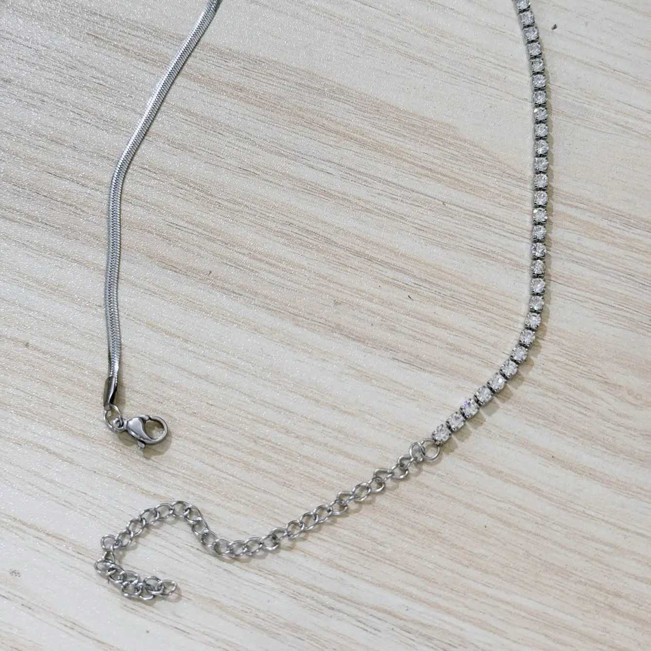 18K Gold Plated Necklace Micro Setting Zircon Necklace Herringbone Chain Necklace for Women M251216