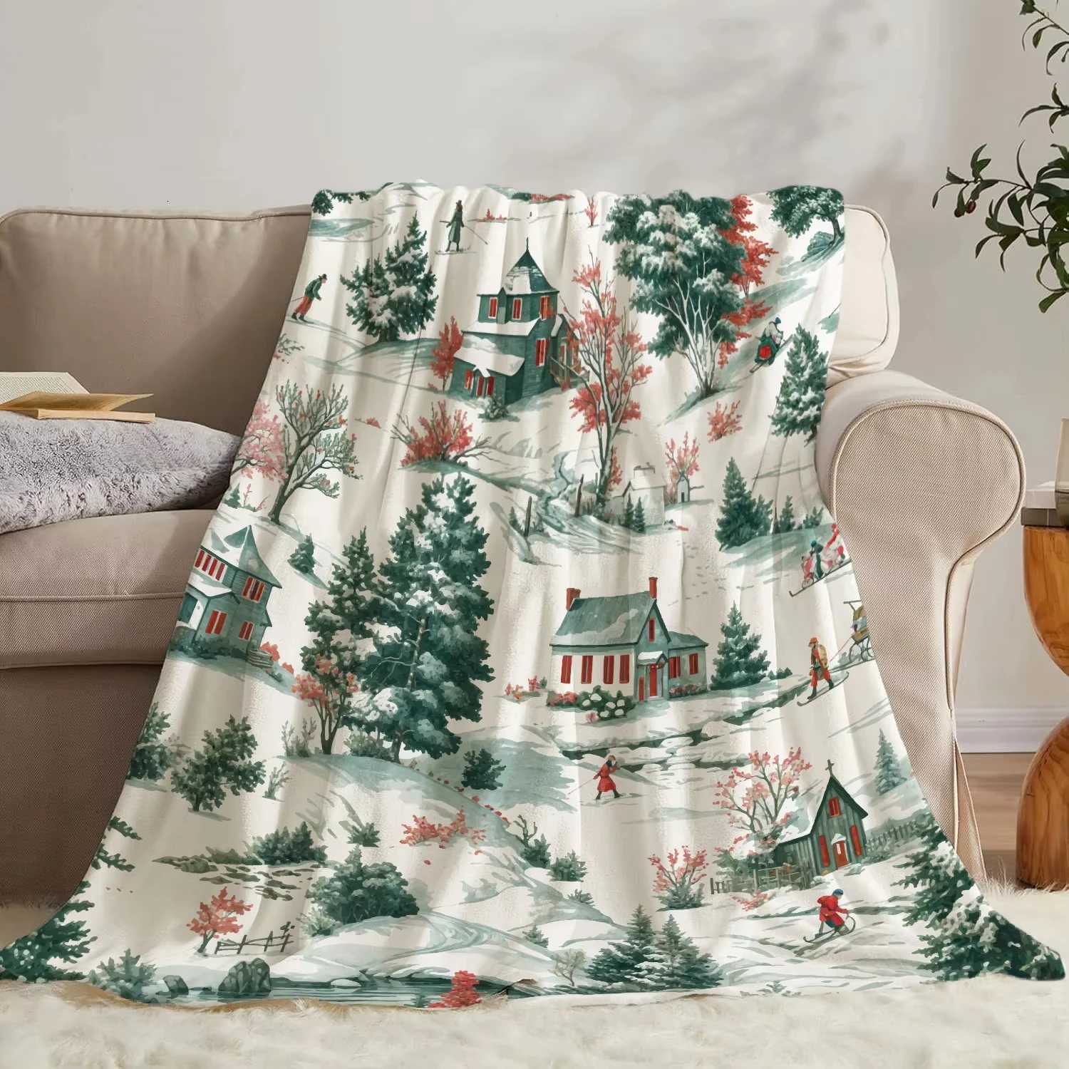 Christmas Creative Print Flannel Throw Blanket Soft Cozy Sofa Nap Blanket Great Home Gift for Her H251216 - view 3