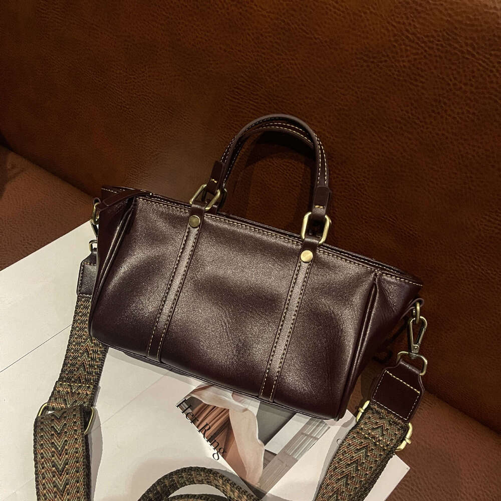 Luxury bag designer bag niche handbag Hobo retro top cowhide women's S genuine tanned handbag crossbody bag tree cream soft leather