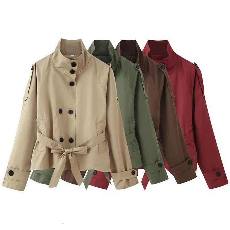 Willshela Women Fashion With Belt Double Breasted Trench Jacket Vintage High Neck Long Sleeve Female Chic Lady Coat OutfitsT251216