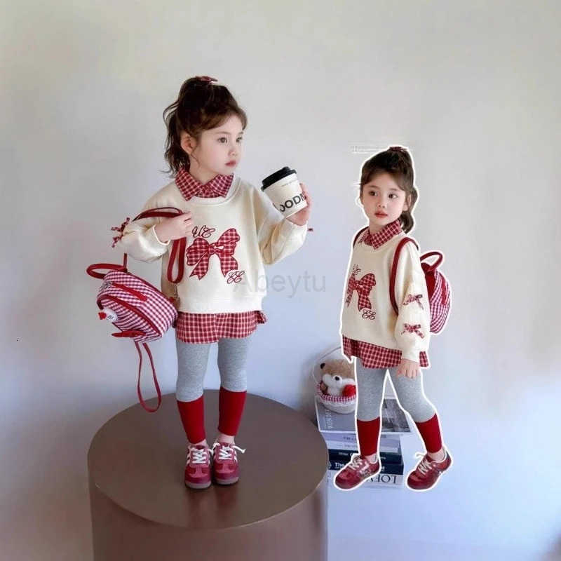 Sanrio Baby Girls Set Spring Autumn 2025 New Children Trendy Fashion Tracksuit Kids Patchwork Hoodie Leggings Two Piece Clothes Suits H251216