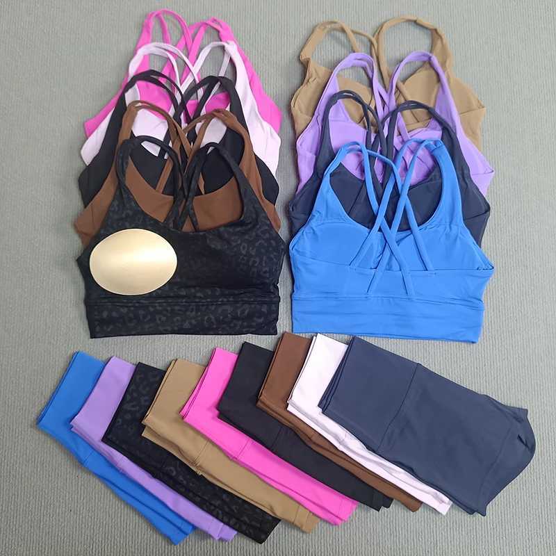 Womens Solid Color Soft Gym Yoga Set 2PC Cross Sport Bra And Cycling Short Legging Tracksuit for Comprehensive Training JogXJ251216