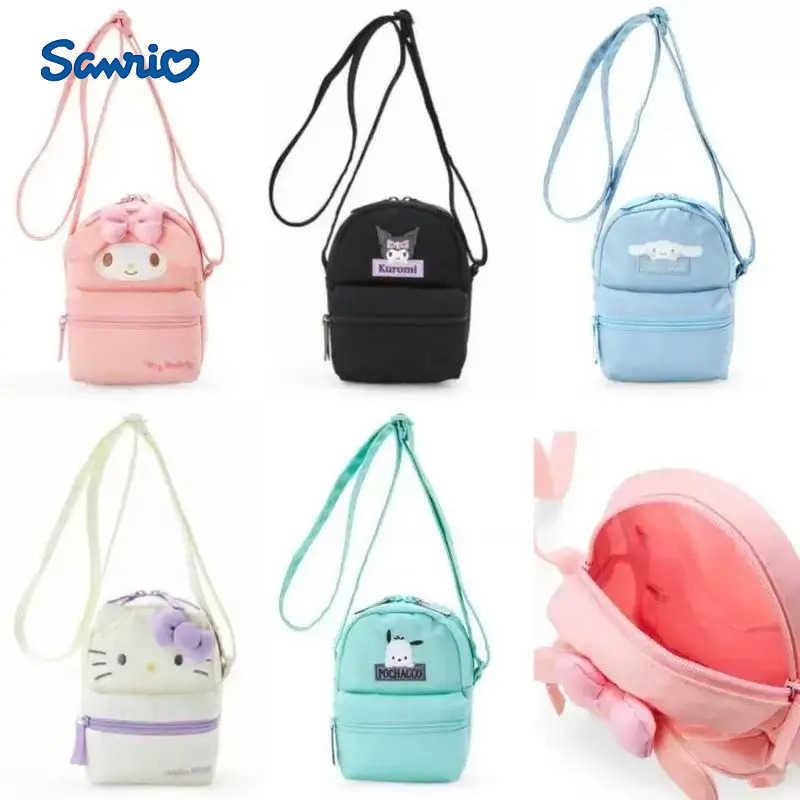 Sanrio anime Hello Kitty Kuromi Mini Mobile Phone Storage Bag Kawaii My Melody Cinnamoroll Portable Shoulder Bag Cosmetic Bag Gift H251216