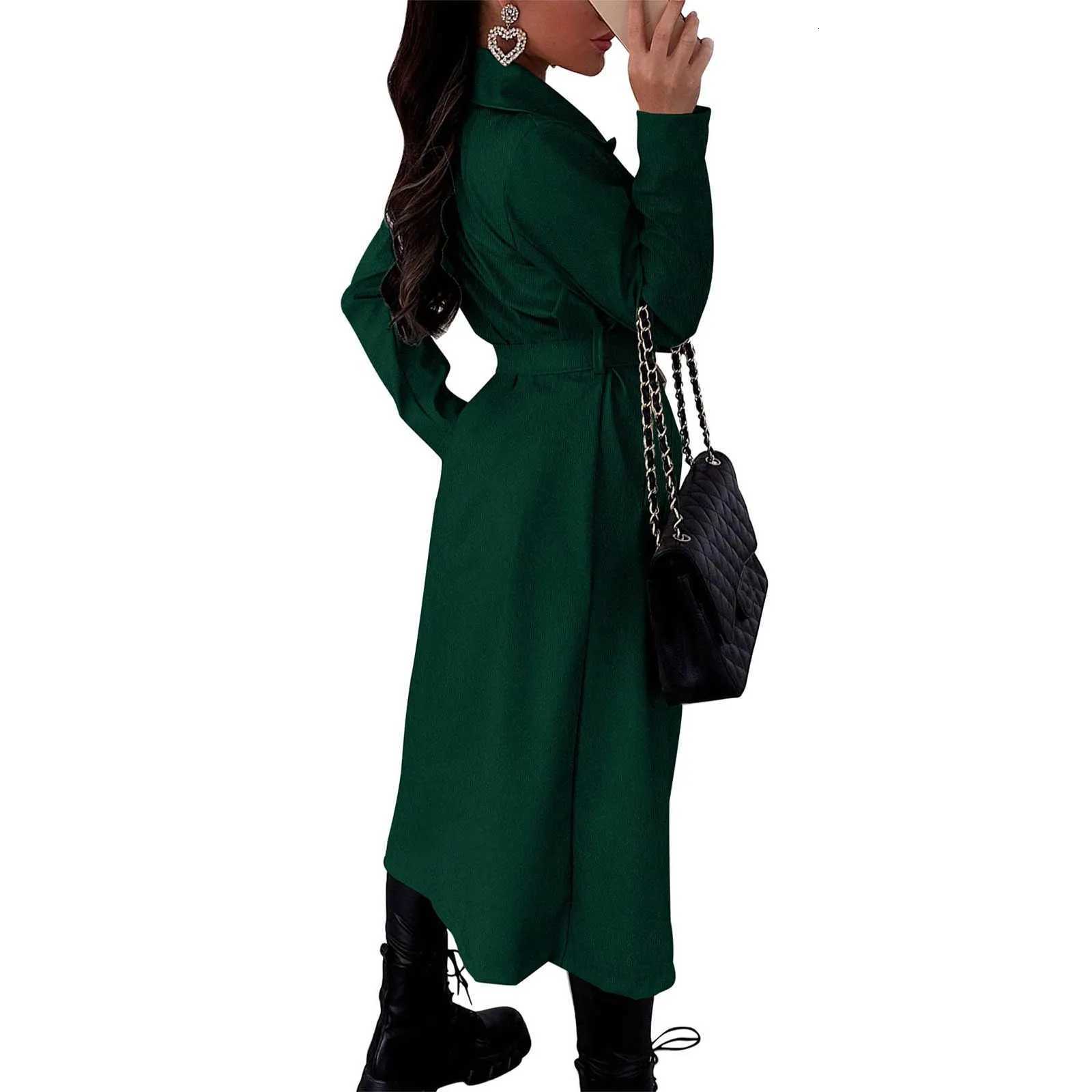 Loose Retros Double Breasted Black Khaki Windbreaker Women Autumn Fashion Design Vintage Tunic Sashes Casual Long CoatT251216