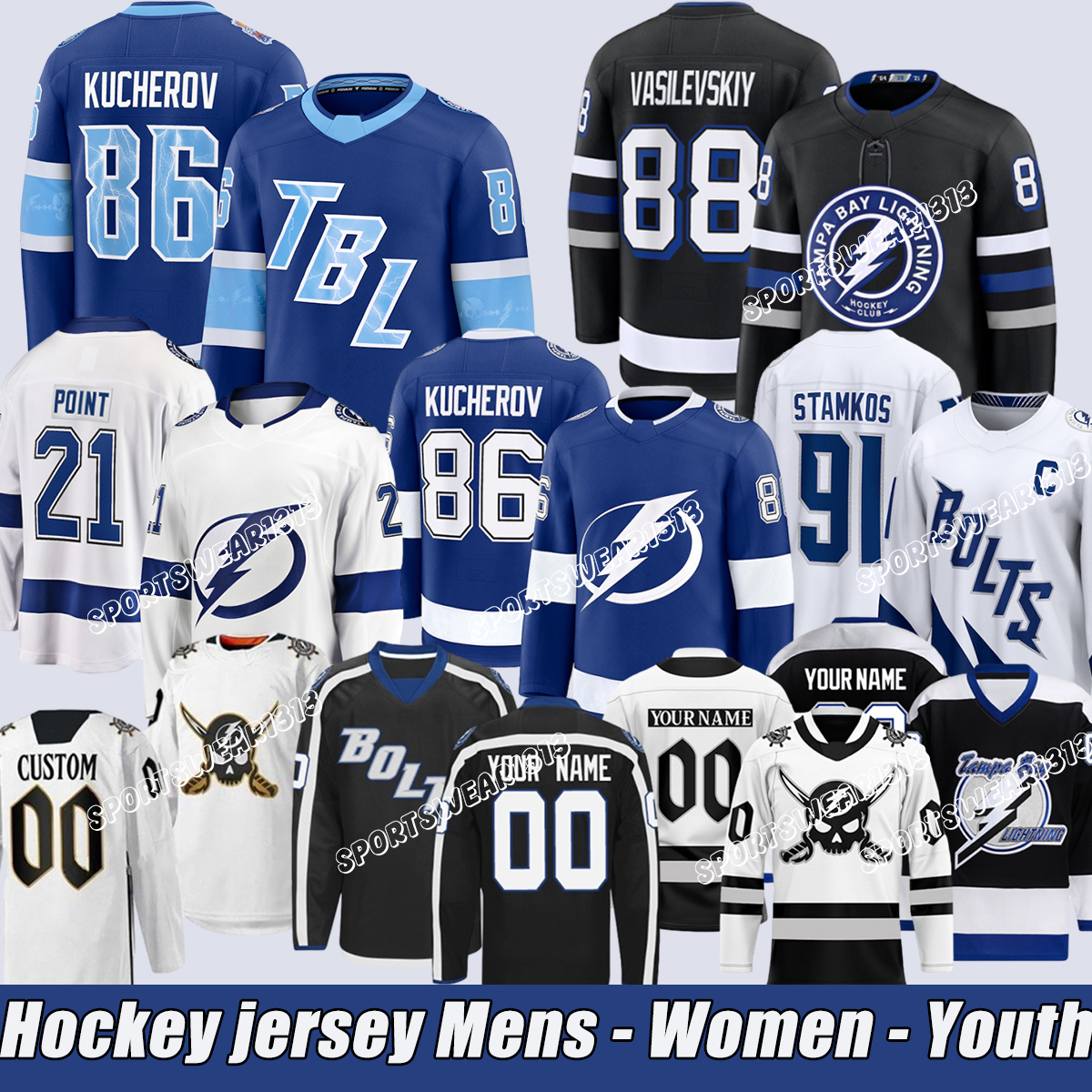 Tampa Baycity Lightning Jersey Stadium Series #86 Kucherov A #88 Vasilevskiy #81 Cernak #21 Point #77 Hedman A 27 McDonagh Tampa Bay Hockey Jerseys