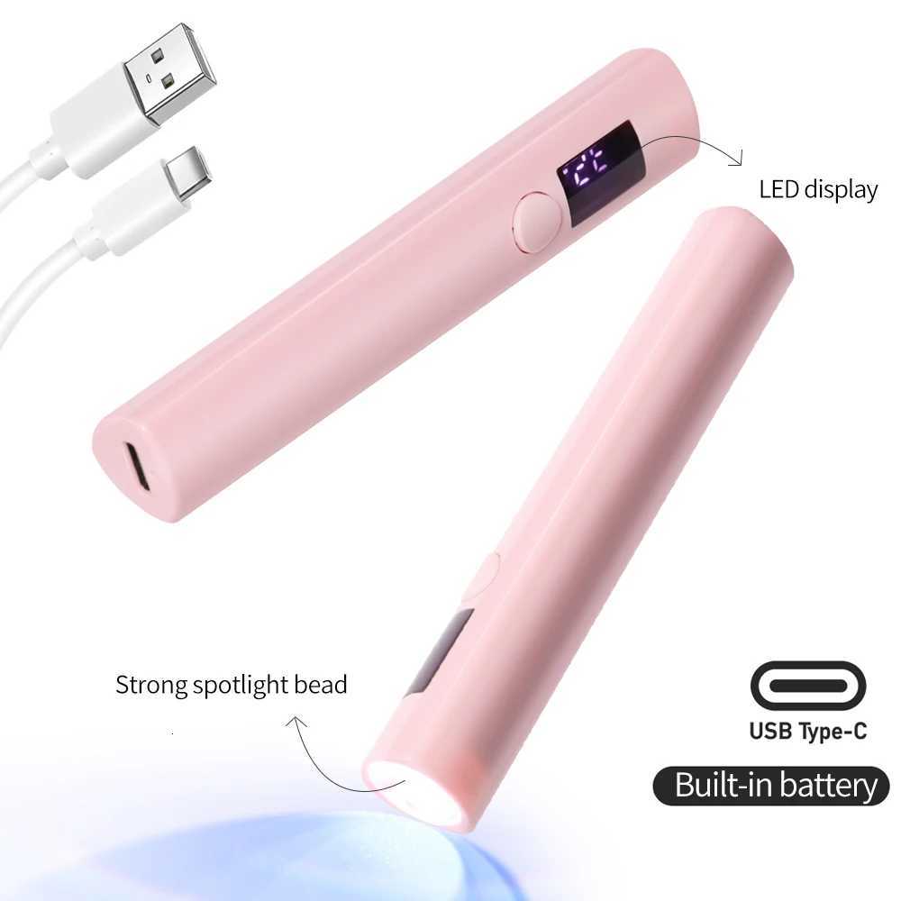 Mini Nail Dryer Lamp With Battery UV LED Nail Light For Curing All Nail Gel USB Rechargeable Nail Art Tool Home Travel UseT251216