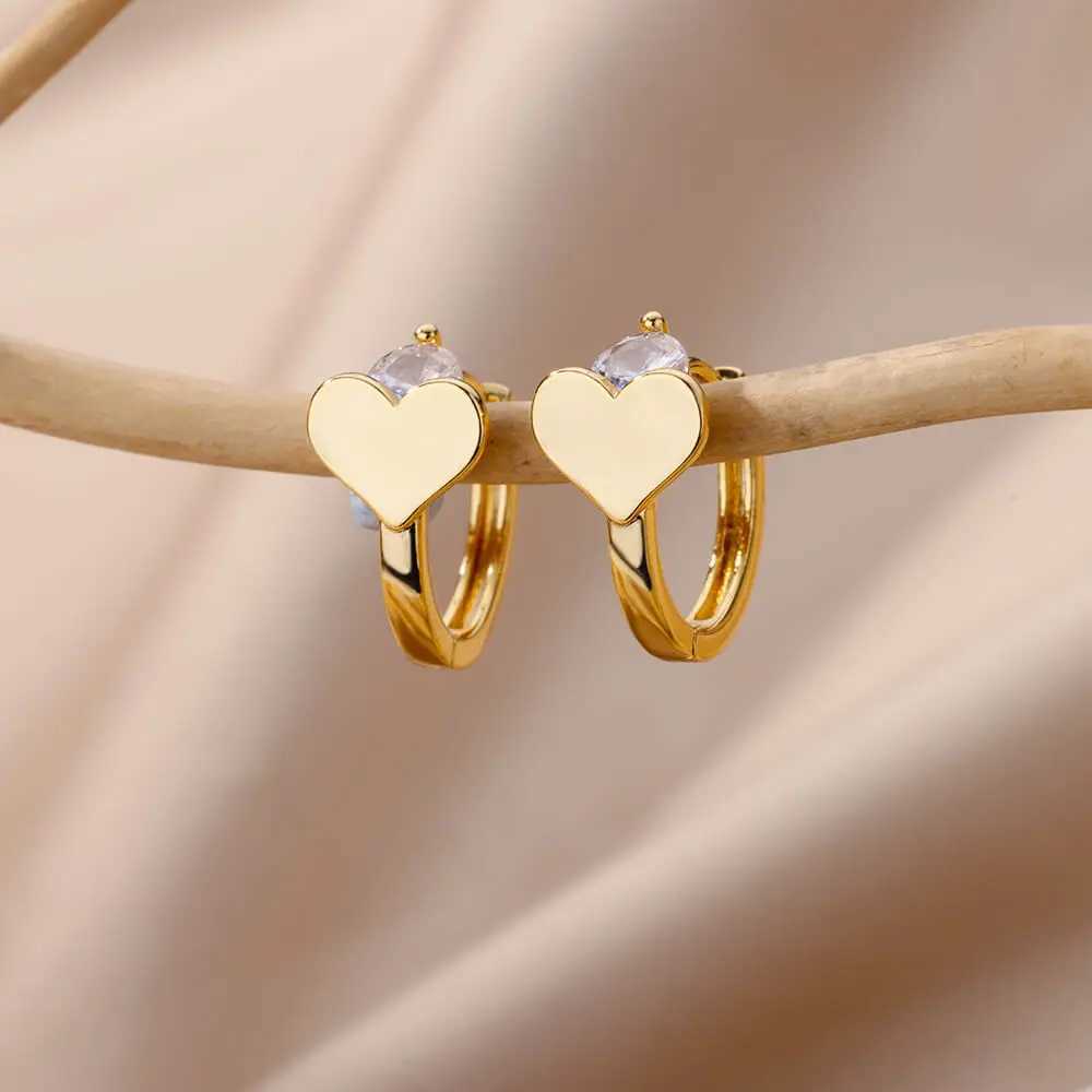 StainlESS Steel Heart Earrings For Women Girls Gold Plated Hoop Earrings korean Fashion Jewelry Wedding Gifts bijoux femme G251216