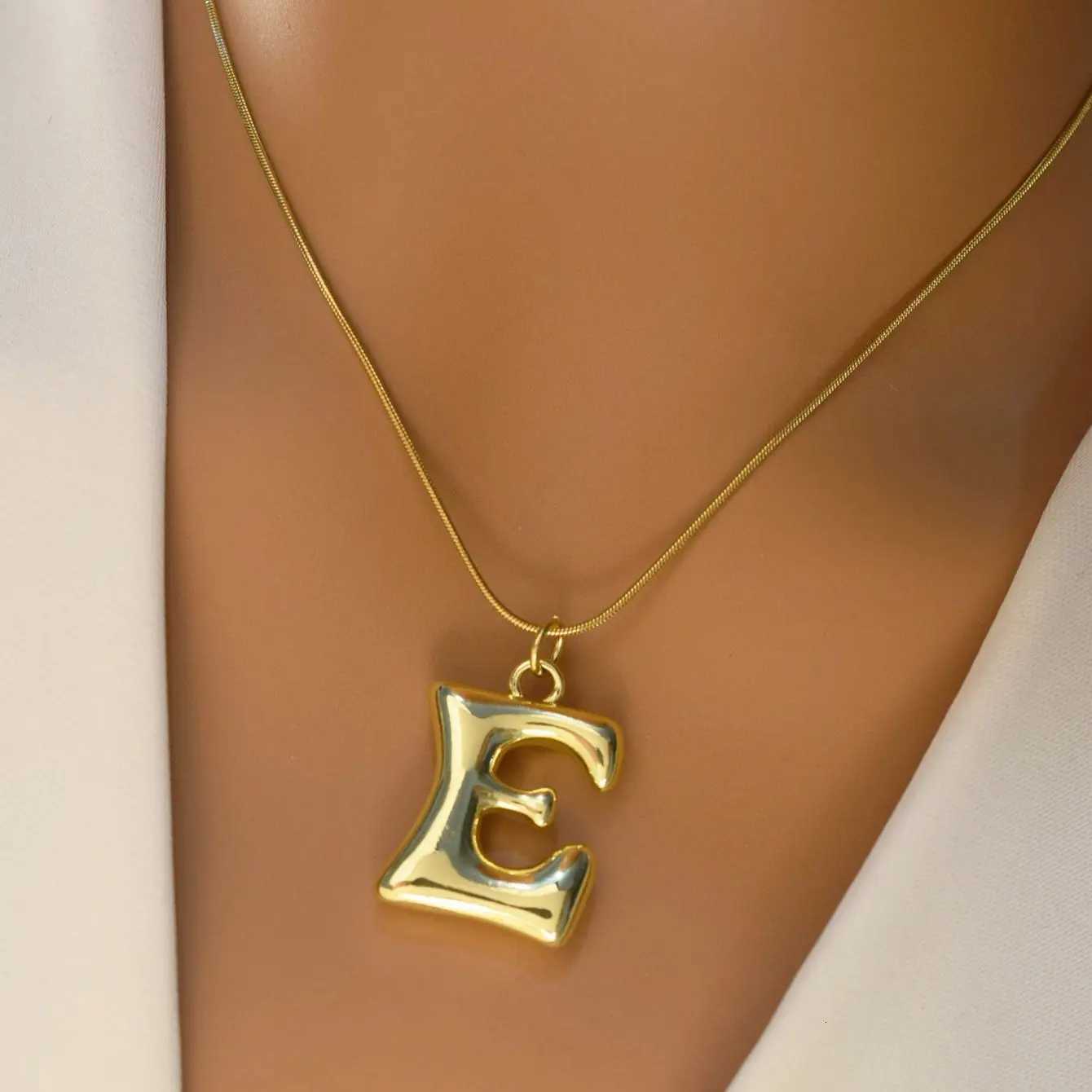 18K Plating Jewelry A-Z English Bubble Letter Glaze Pendant Necklace M251216