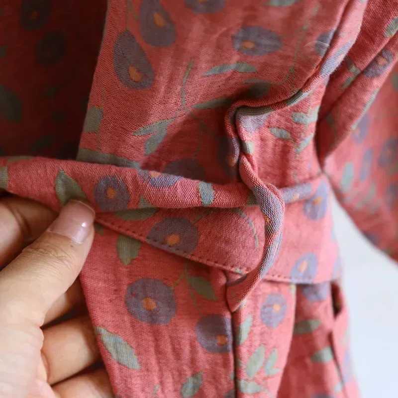 Multi Colors Kimono Bathrobe Womens Pajamas Clothing for Spring and Summer Cotton Loose Home Sleepwear Kimono Robes with Belt C251216