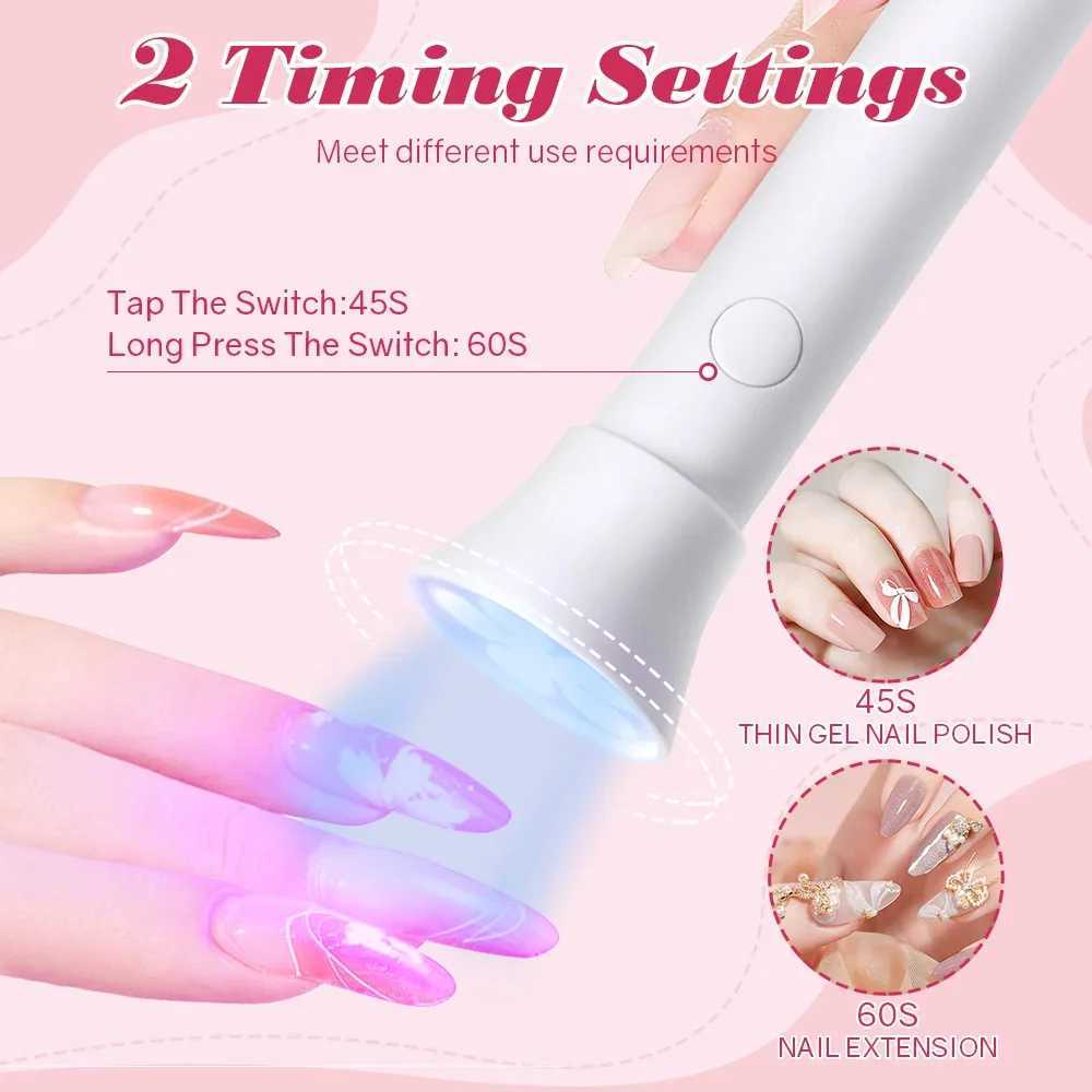 Mini UV LED Nail Dryers 18W Portable Quick Nail Drying Lamp USB Rechargeable Mini Flashlight Pen For Nail Gel Curing Salon ToolsT251216