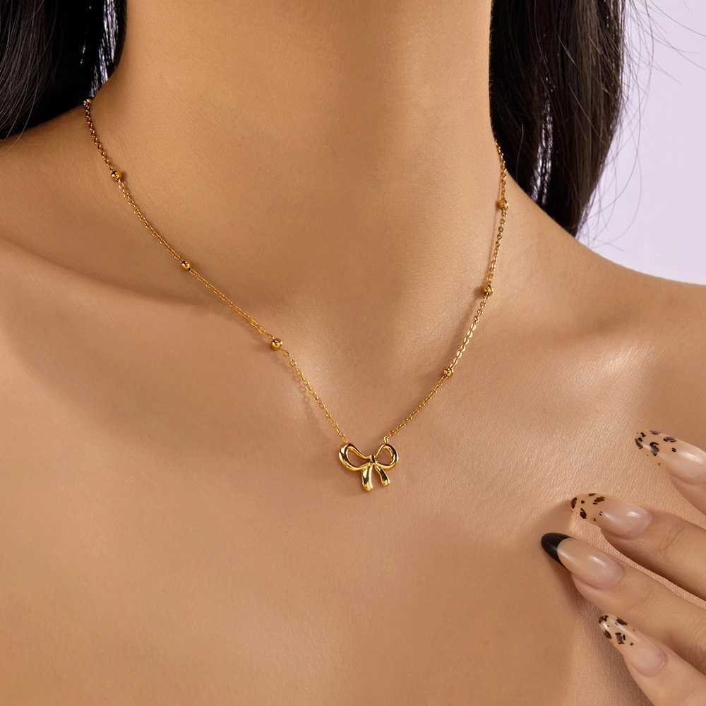 Gold Plated Stainless Steel Chain Butterfly Pendant Necklace Suitable For Women As Daily Wear Jewelry Accessory M251216