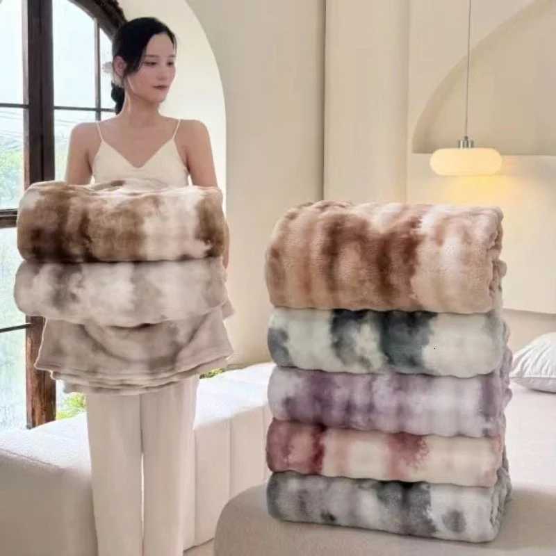 Luxury Thick Plush Faux Rabbit Fur Throw Blanket All Seasons Ultra-Plush Cozy Soft Decorative Blanket Use For Couch Bed Travel H251216 - view 3
