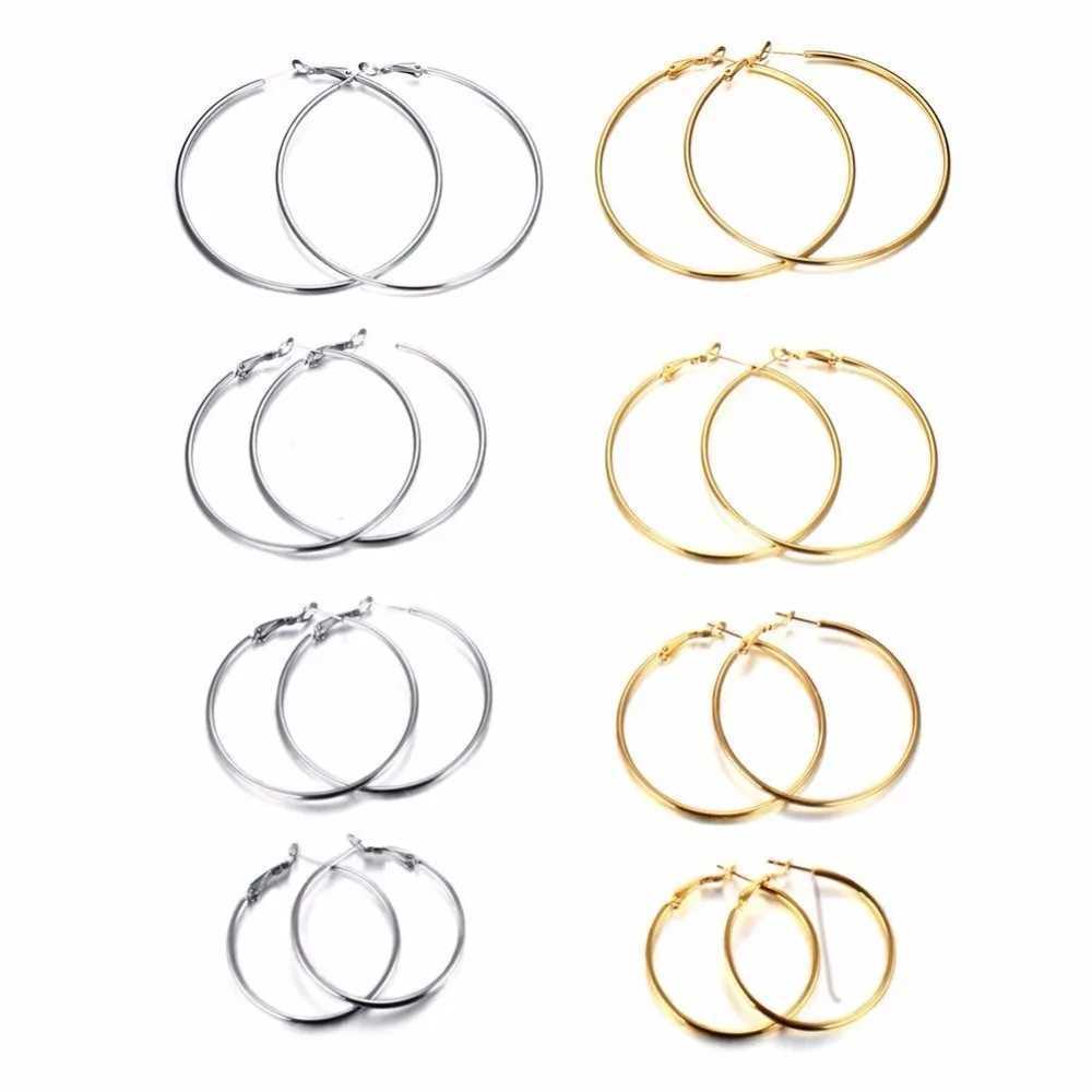 Stainless Steel Big Circle Hoop Huggie Earrings For Women 40mm/50mm/60mm/70mm G251216