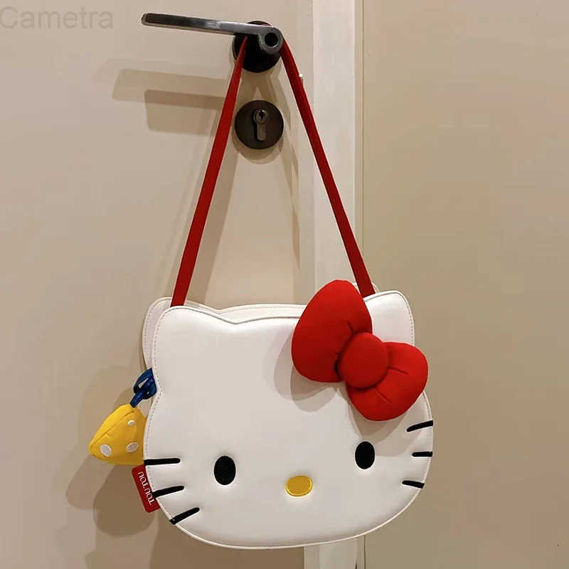 Sanrio 2025 New Hello Kitty Canvas Tote Bag Large Capacity Fashion Shoulder Bag for Women Girls School Commute Cartoon Work Backpack H251216