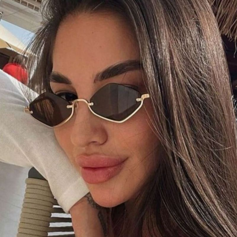 Sunglasses Designer Luxury sun glases for women Elegant Rhombus shaped Semi rimmed eyeglasses men Driving eyewear vacation Protection sunglass