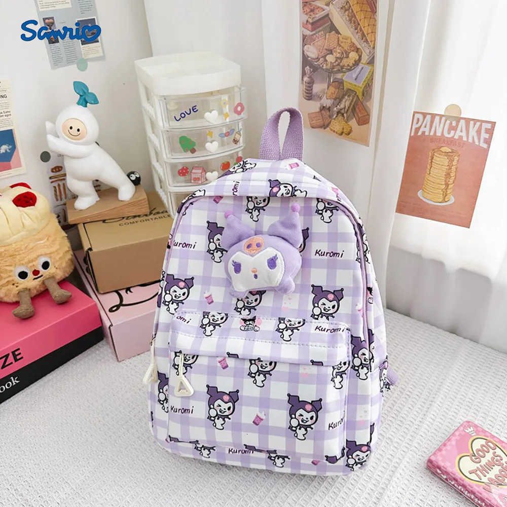 Sanrio Pom Purin Kuromi Childrens Cartoon School Bags Kawaii Travel Bags Large Capacity Schoolbag Backpacks Gifts For Boys Girls H251216