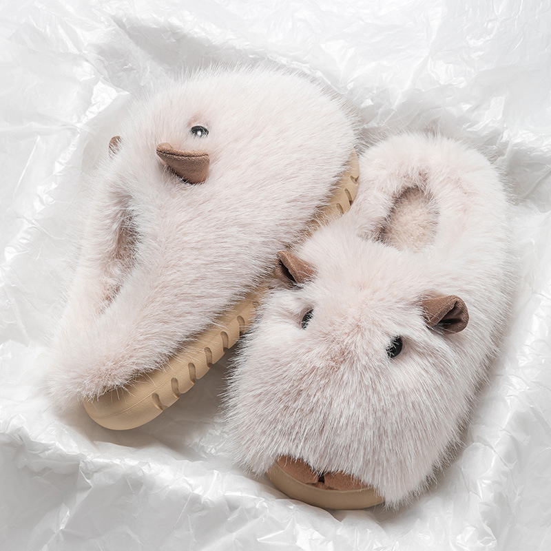 C112 Trendy Cartoon Design Soft Fleece House and Outing Shoes Ideal for Cooler Seasons