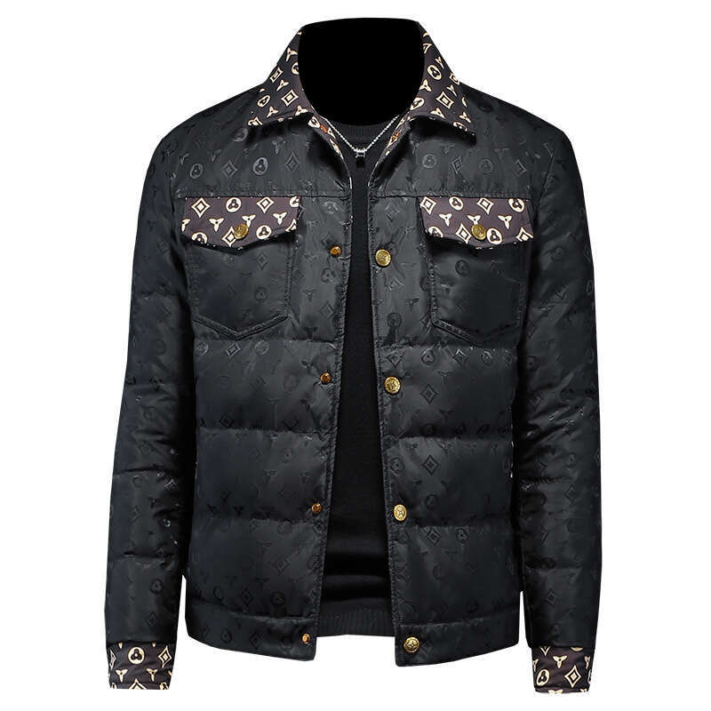 Autumn new dark flower jacket men's large size lapel casual jacket slim handsome trendy men's clothing