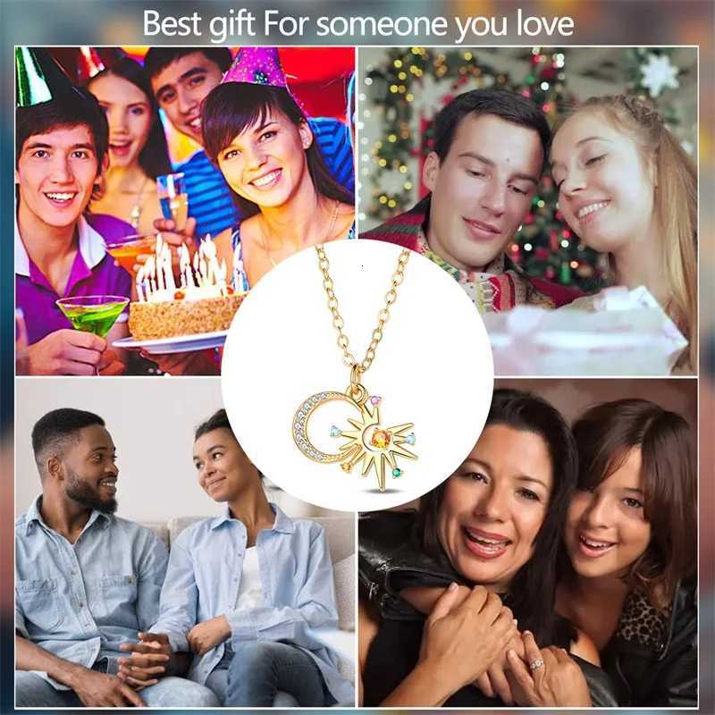 Golden Necklace 925 Sterling Silver Sun Moon Classic Simple Adjustable Necklace for Women Girl Fashion Jewelry Gifts M251216