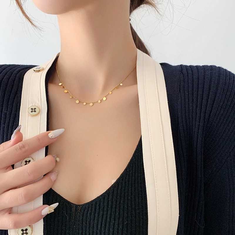 Delicate Jewelry Round Bead Discs Choker Necklace for Women Party Clavicle Chain Necklace Gifts M251216