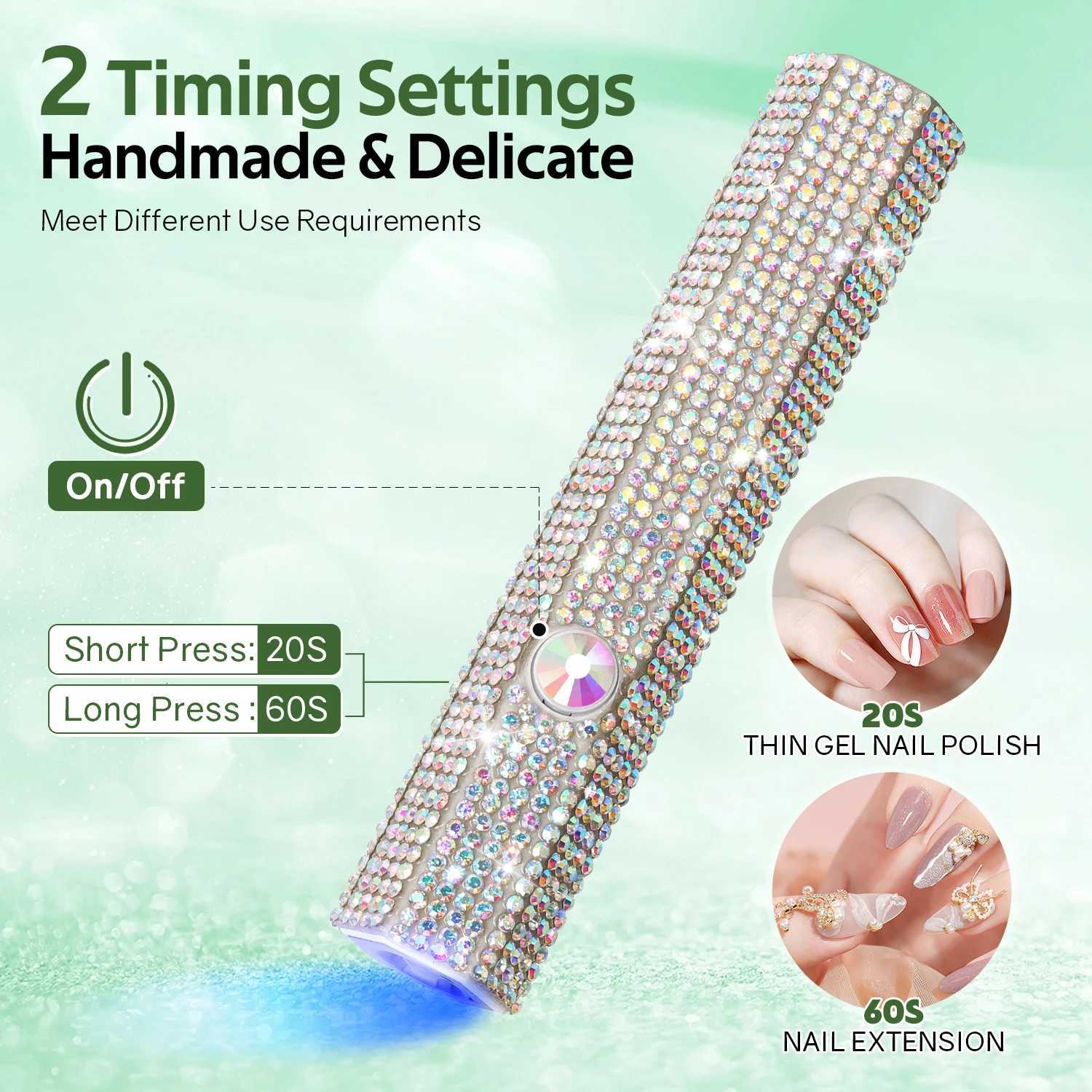 Handheld Nail Dryer Lamp UV/LED For Curing All Nail Gel Polish Nail Art Tool USB Rechargeabl Quick Dry Nail Lamp With DiamondT251216