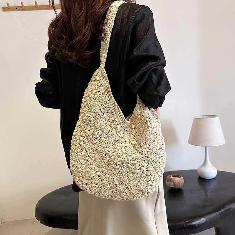 Women Fashion Woven Handbag Large Capacity Straw Woven Tote Shoulder Bag All-matched Top-Handle Bag M251216