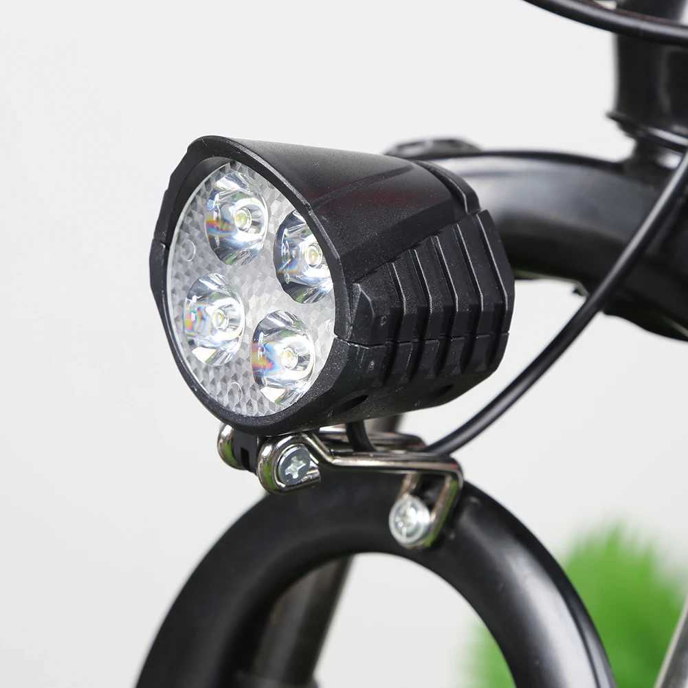 E-Bike Horn Light 48V 18W 4 LED Bicycle Headlight Waterproof Electric Scooter LED Headlight Motorcycle Bicycle Flashlight C251216