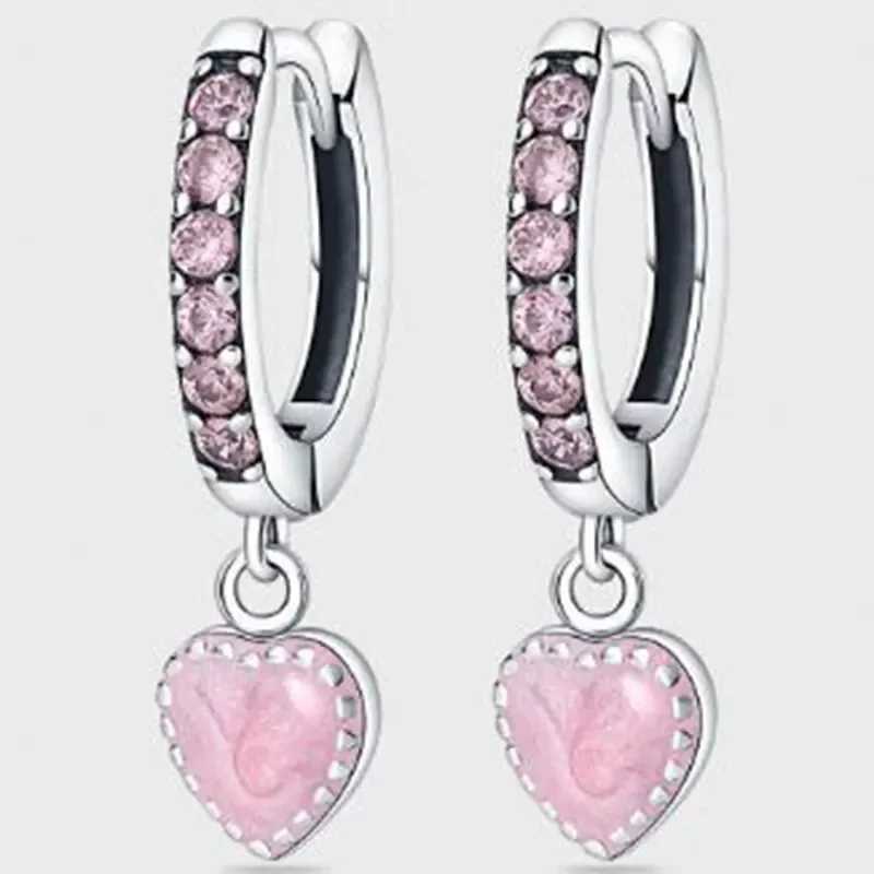Womens Multi - Style Hoop Earrings Set - Rhinestone Heart Feather Pendant Earrings Fashion Party Daily Jewelry Accessories G251216