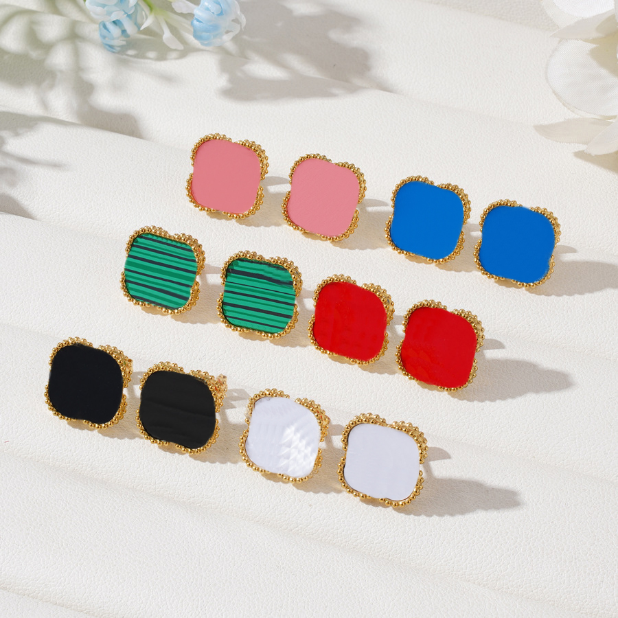 Designer Four Leaf Clover For Women Stud Earrings Earings Mother Of Pearl Designer Jewelry White Woman Luxury Earrings Gold Color Earring ear rings