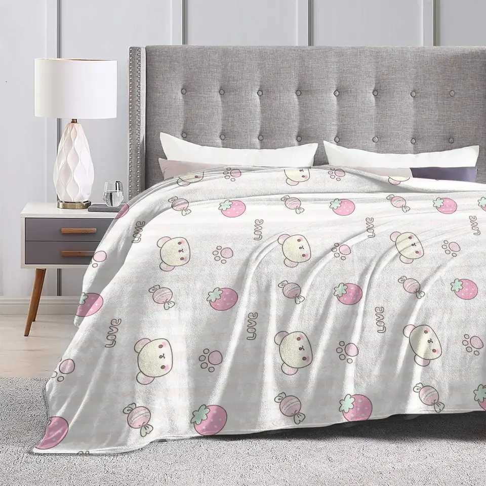 Rilakkuma Candy Strawberry Korilakkuma Blanket Plush Funny Warm Throw Blankets for Bedding Lounge Winter H251216 - view 7