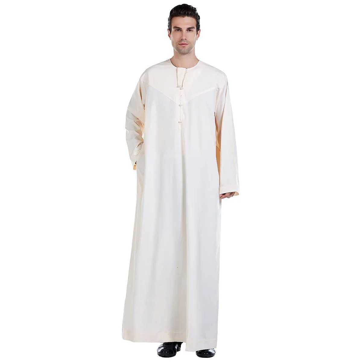 Men Abaya Solid Muslim Long Sleeve Button Dress Pakistan Islam Clothing Jubba Thobe Saudi Arabia Kleding Kaftan Oman Qamis Homme W251216