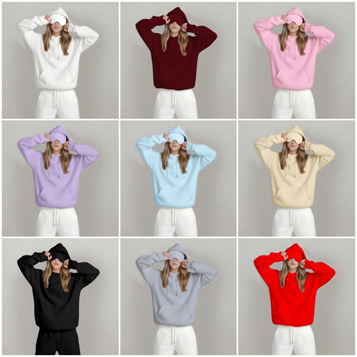 Women's Hoodies Airplane Mode Travel Hoodie Oversize Sweatshirt With Eye Mask Solid Color Loose Casual Sport Running Plus Size